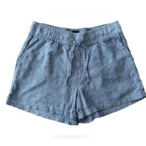 GAP lt blu linen blnd chmbry elstc wst relax fit shrts w frnt & bk pckts SZ M